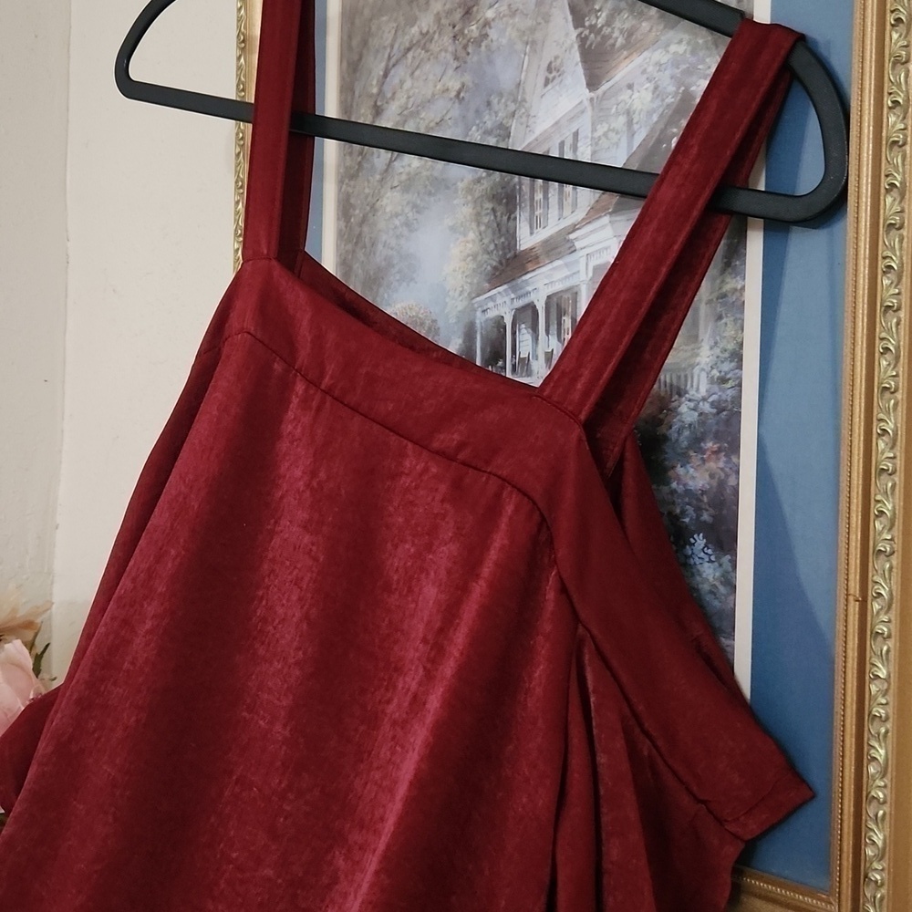 2for$10 Satin Open Shoulder Dress Romantic Feminine Date Night Small - Picture 5 of 7